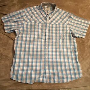 Bob Timberlake Plaid Button Down Fishing Shirt Mens 2XL Blue White Casual  XXL